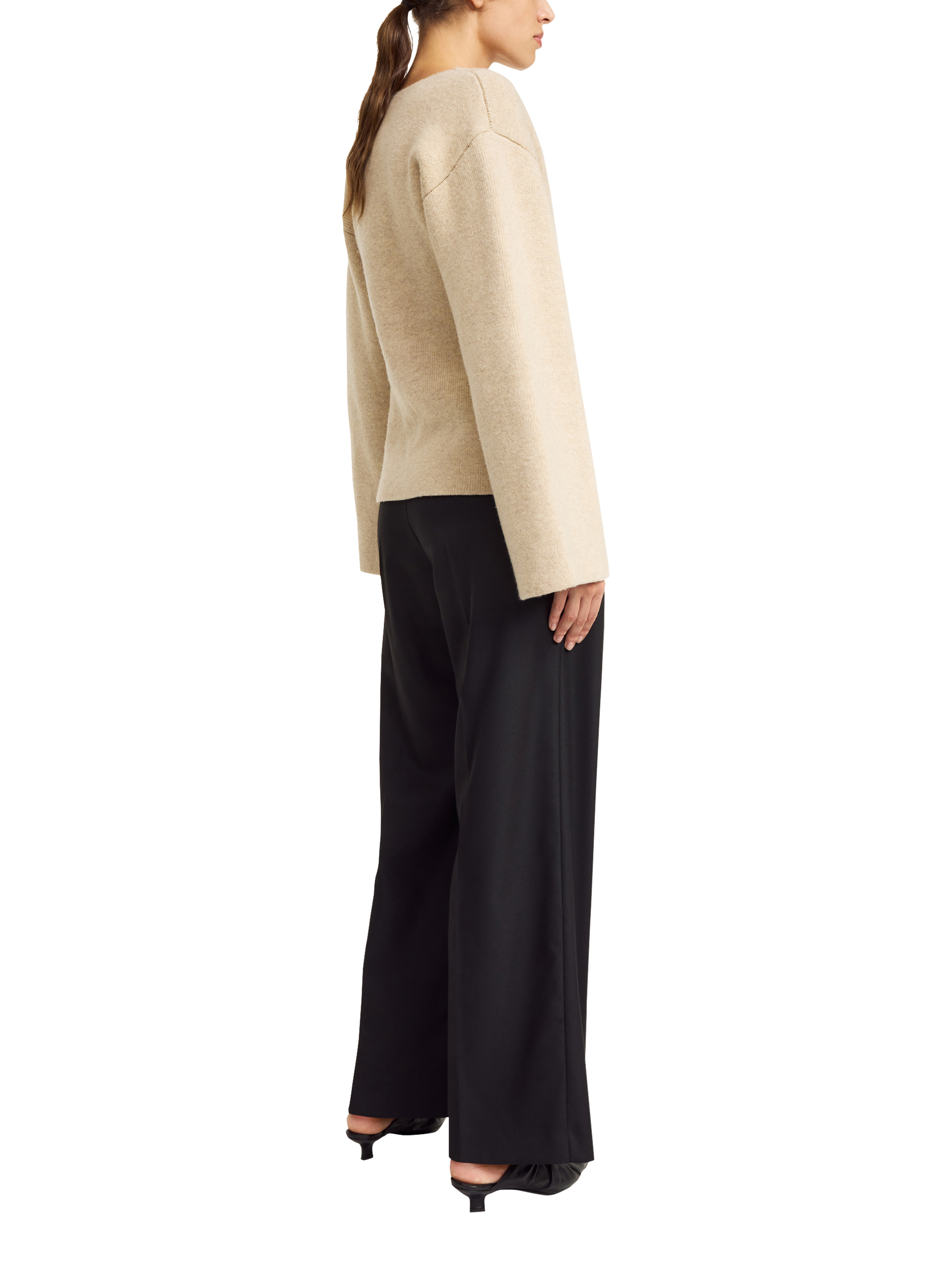 Product image 3 of 3, which shows By Malene Birger Tinley Wool Blend V-Neck Cardigan, Beige, XS