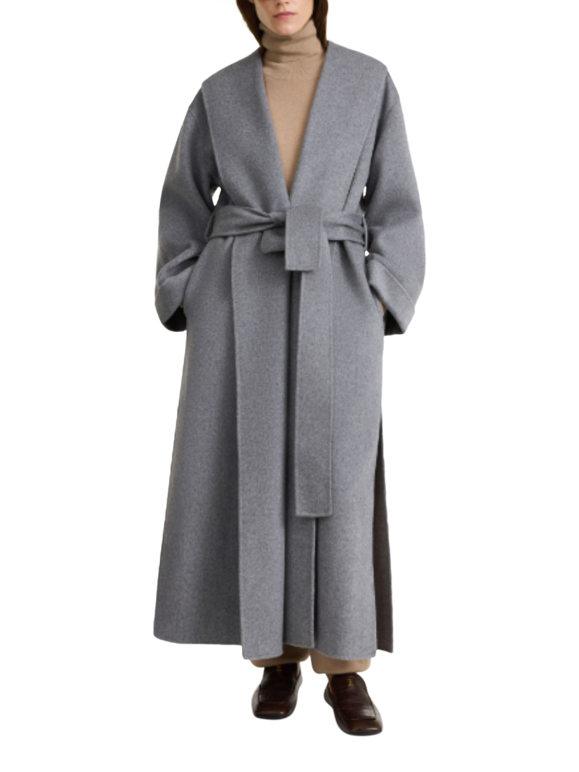 Product image 1 of 4, which shows By Malene Birger Trullem Wool Blend Longline Coat, Grey, XS