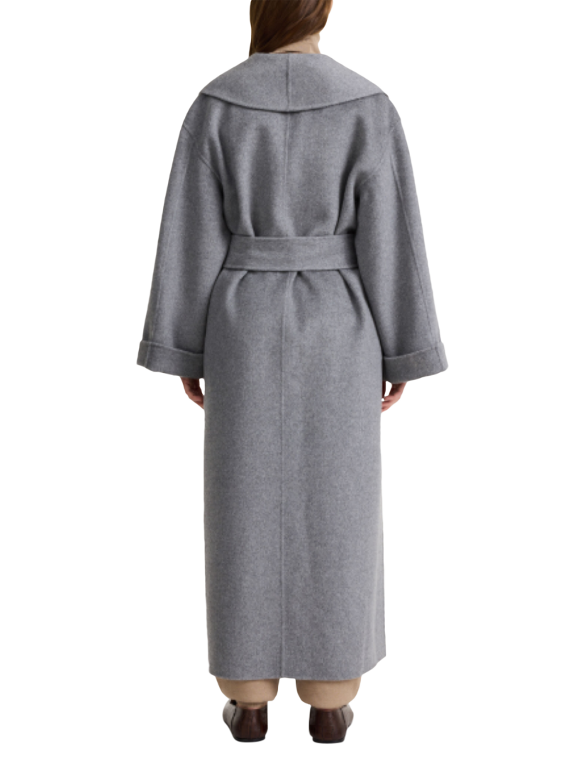 Product image 2 of 4, which shows By Malene Birger Trullem Wool Blend Longline Coat, Grey, XS