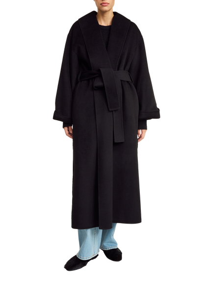 By Malene Birger Trullem Wool Blend Longline Coat, Black