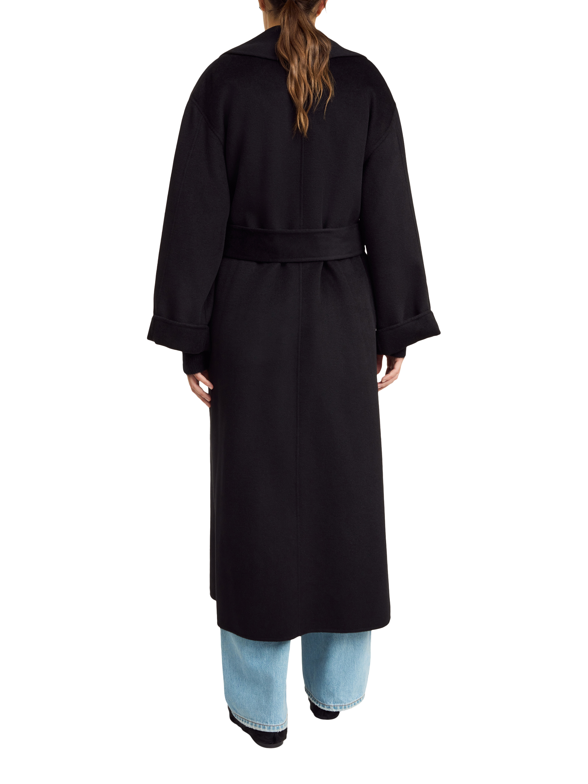 Product image 2 of 3, which shows By Malene Birger Trullem Wool Blend Longline Coat, Black, XS
