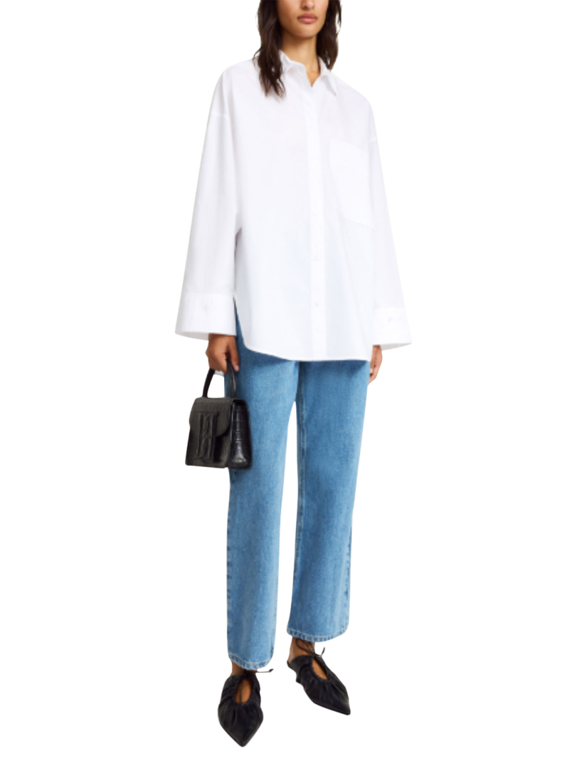 Product image 1 of 3, which shows By Malene Birger Derris Oversized Cotton Shirt, White, 34