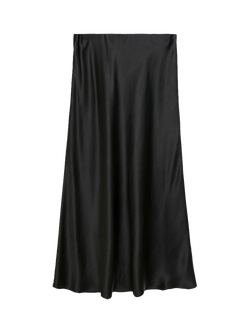 By Malene Birger Boshan Satin Midi Skirt, Black, Black