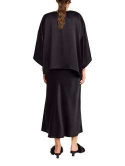 By Malene Birger Boshan Satin Midi Skirt, Black - view 2, Black