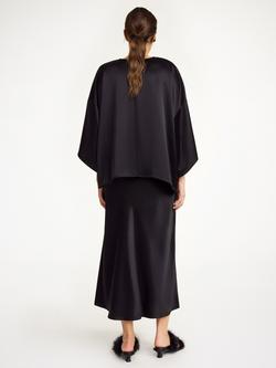 By Malene Birger Boshan Satin Midi Skirt, Black - view 2, Black
