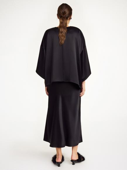By Malene Birger Boshan Satin Midi Skirt, Black - view 2, Black