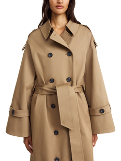 By Malene Birger Alaya Cotton Blend Trench Coat, Light Brown - view 2, Light Brown