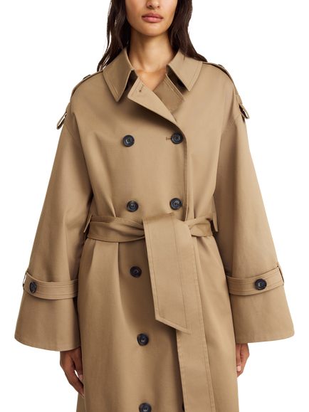 By Malene Birger Alaya Cotton Blend Trench Coat, Light Brown - view 2, Light Brown