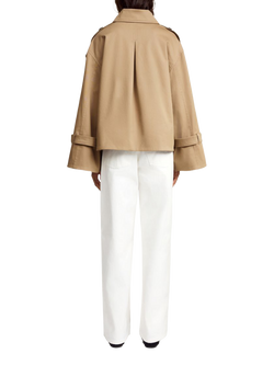 By Malene Birger Alis Cotton Blend Crop Trench Coat, Light Brown - view 2, Light Brown