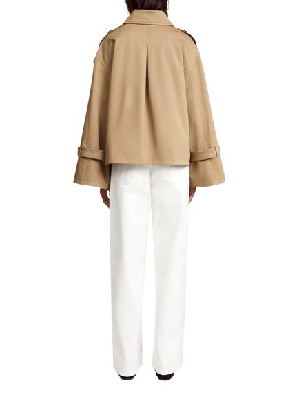 By Malene Birger Alis Cotton Blend Crop Trench Coat, Light Brown - view 2, Light Brown
