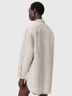 AllSaints Faye Sparkle Denim Mini Dress, Snow Grey - view 2, Snow Grey