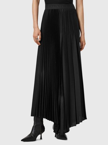 AllSaints Jax Pleated Midi Skirt, Black