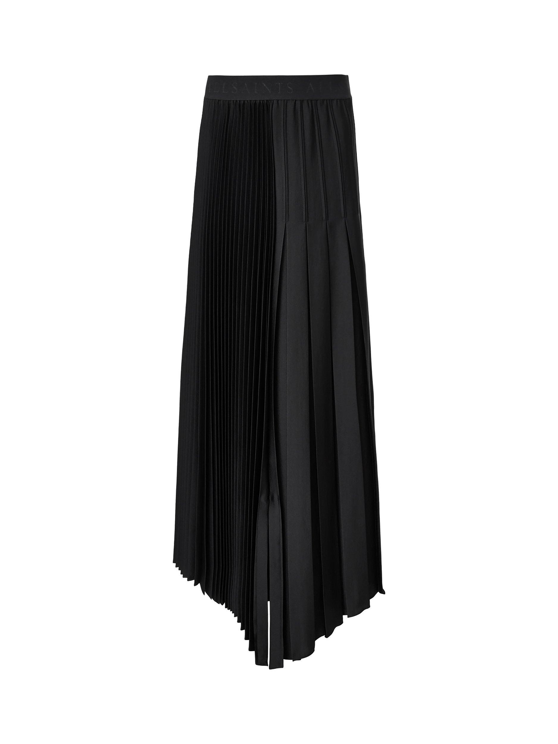 Product image 5 of 7, which shows AllSaints Jax Pleated Midi Skirt, Black, 10