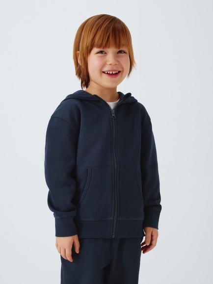 John Lewis Kids' Zip Through Hoodie, Navy, Navy