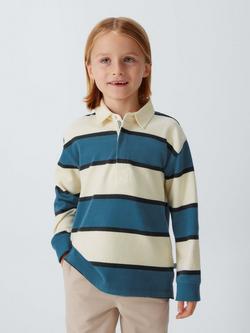 John Lewis Kids' Stripe Rugby Shirt, Blue, Blue