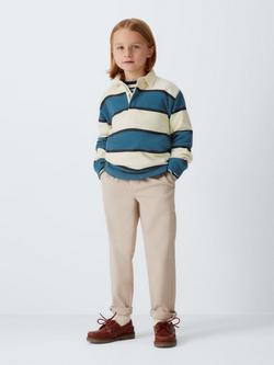 John Lewis Kids' Stripe Rugby Shirt, Blue - view 2, Blue