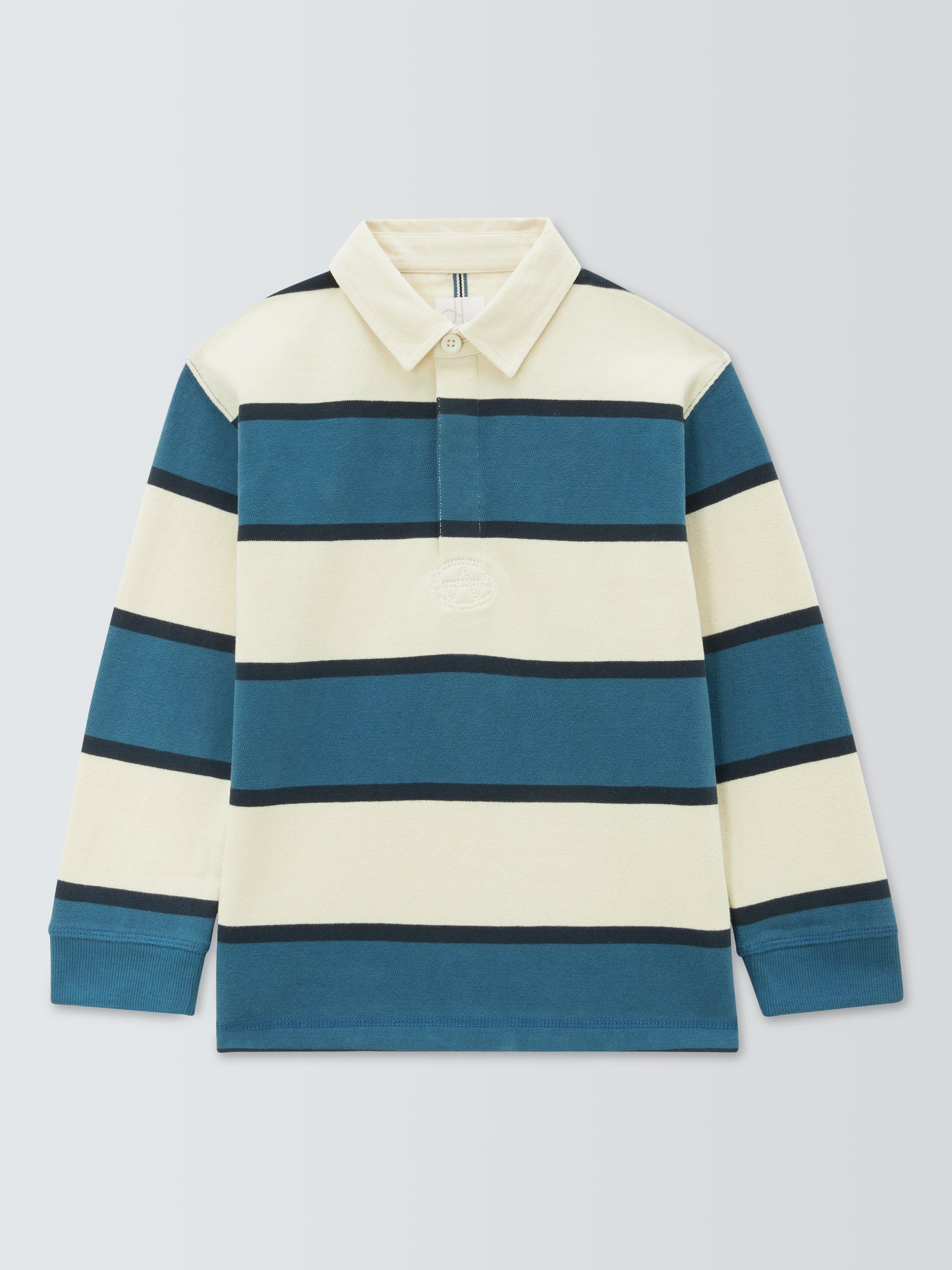 Product image 3 of 7, which shows John Lewis Kids' Stripe Rugby Shirt, Blue, 3 years