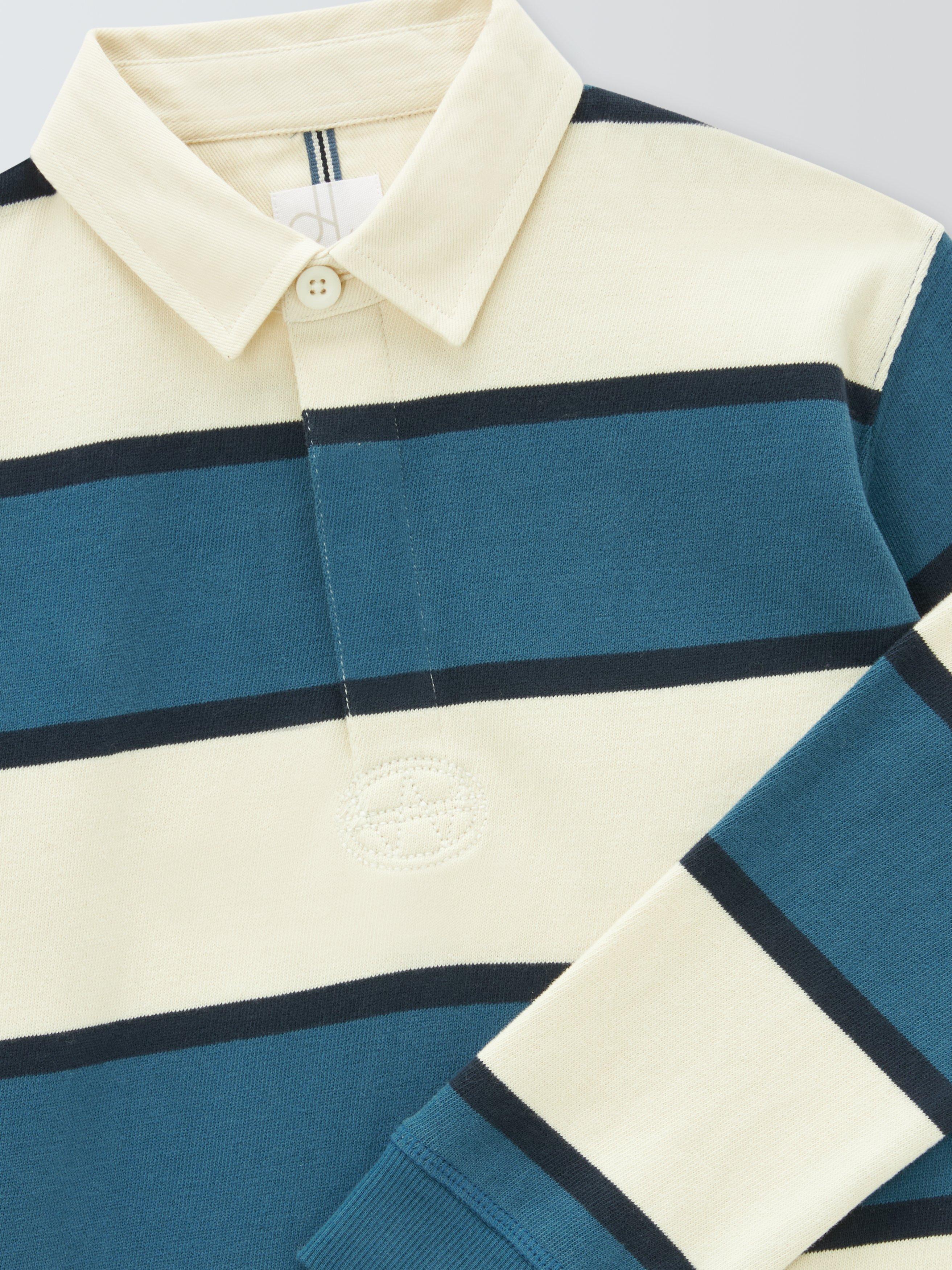 Product image 6 of 7, which shows John Lewis Kids' Stripe Rugby Shirt, Blue, 3 years