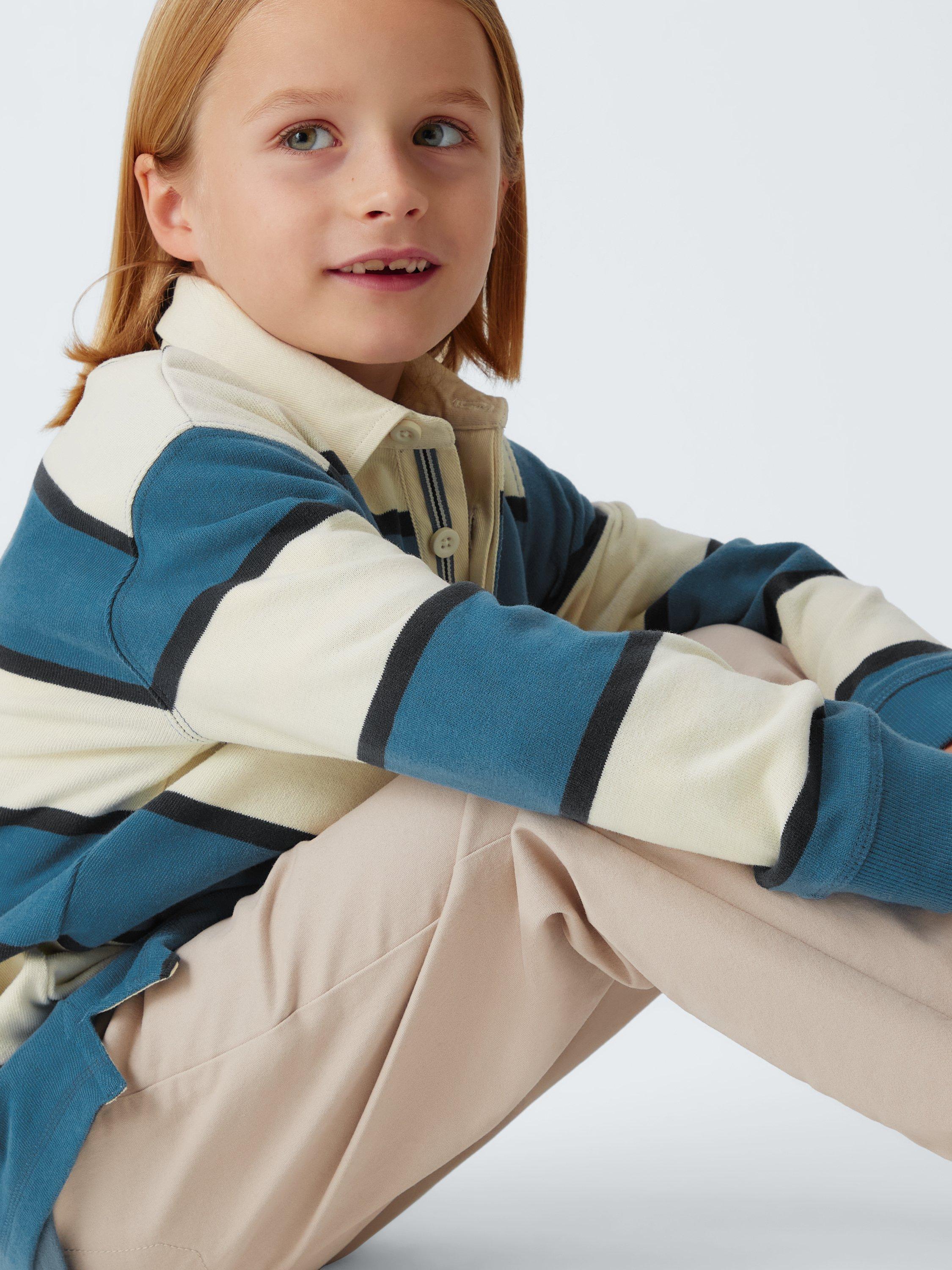 Product image 5 of 7, which shows John Lewis Kids' Stripe Rugby Shirt, Blue, 3 years
