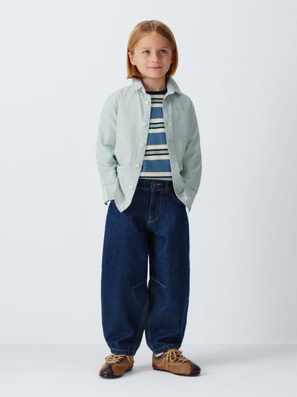 John Lewis Kids' Oxford Stripe Shirt, Blue - view 2, Blue