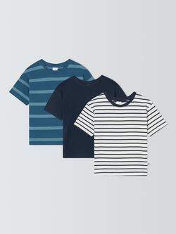 John Lewis Kids' Stripe/Plain T-Shirts, Pack of 3, Multi, Multi