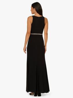 Adrianna Papell Rhinestone Waist Jersey Maxi Dress, Black - view 2, Black