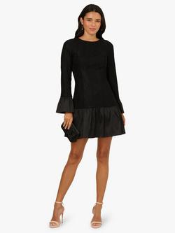 Adrianna Papell Lace Taffeta Flounce Hem Mini Dress, Black - view 2, Black