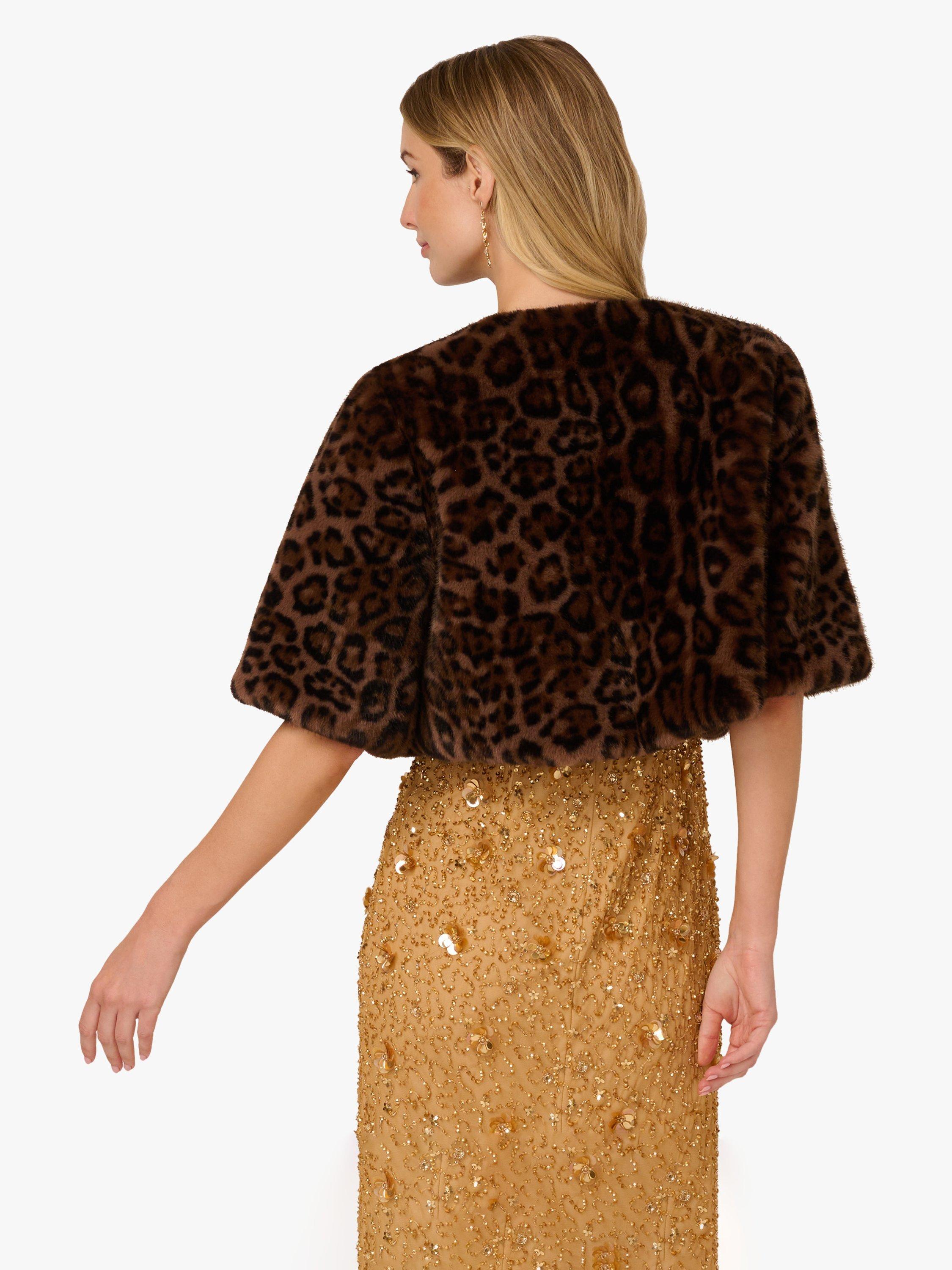 Adrianna Papell Animal Print Faux Fur Bolero, Brown/Black
