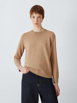 John Lewis Merino Wool Crew Neck Jumper, Camel