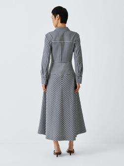 John Lewis Striped Cotton Blend Midi Shirt Dress, Grey/Multi - view 2, Grey/Multi