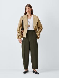 John Lewis Tapered Leg Twill Trousers, Khaki