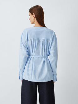 John Lewis Oversized Tie Waist Cotton Shirt, Stripe - view 2, Stripe