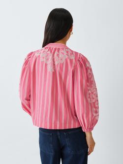 AND/OR Letitia Cotton Stripe Cutwork Top, Pink/Multi - view 2, Pink/Multi