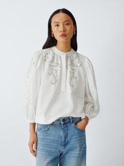 AND/OR Letitia Cotton Cutwork Top, White, White