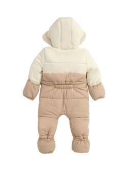 MORI Baby Hooded Padded Snowsuit, Sesame - view 2, Sesame