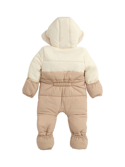 MORI Baby Hooded Padded Snowsuit, Sesame - view 2, Sesame