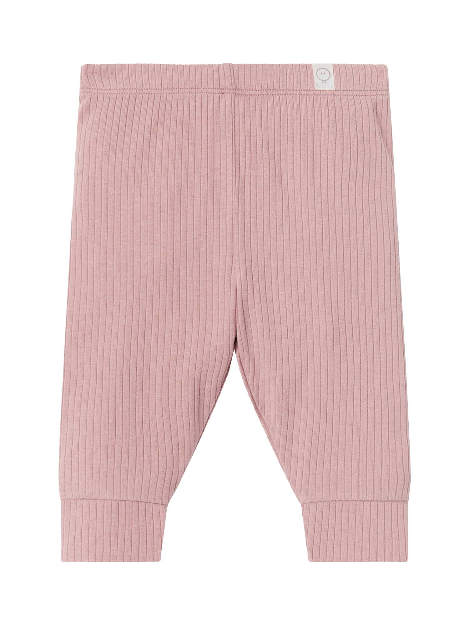 Product image 1 of 4, which shows MORI Kids' Cotton Blend Ribbed Leggings, Rose, 12-18 months