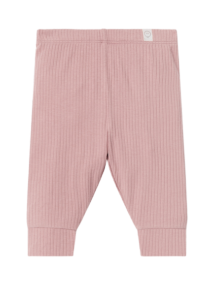 MORI Kids' Cotton Blend Ribbed Leggings, Rose