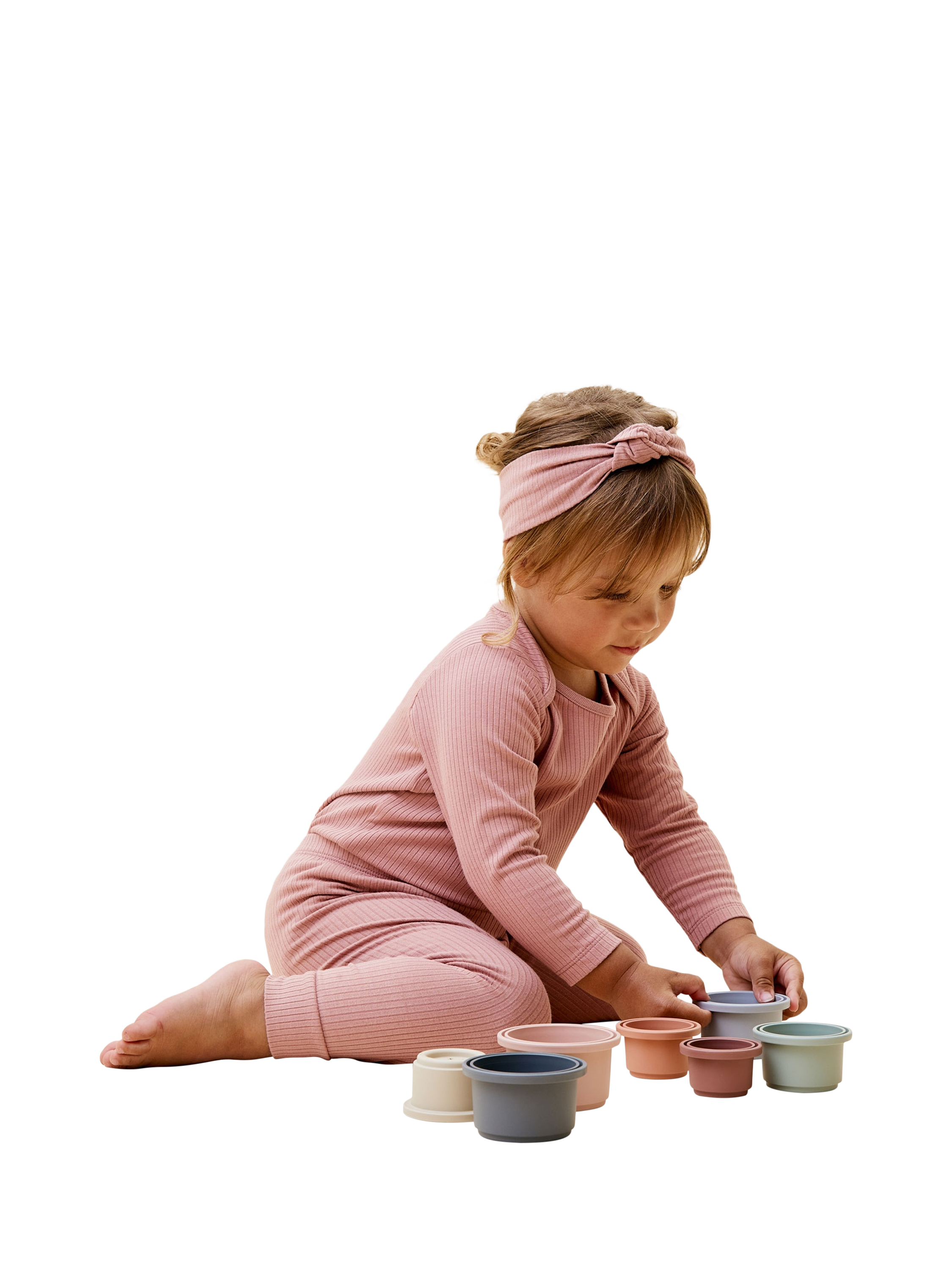 Product image 4 of 4, which shows MORI Kids' Cotton Blend Ribbed Leggings, Rose, 12-18 months