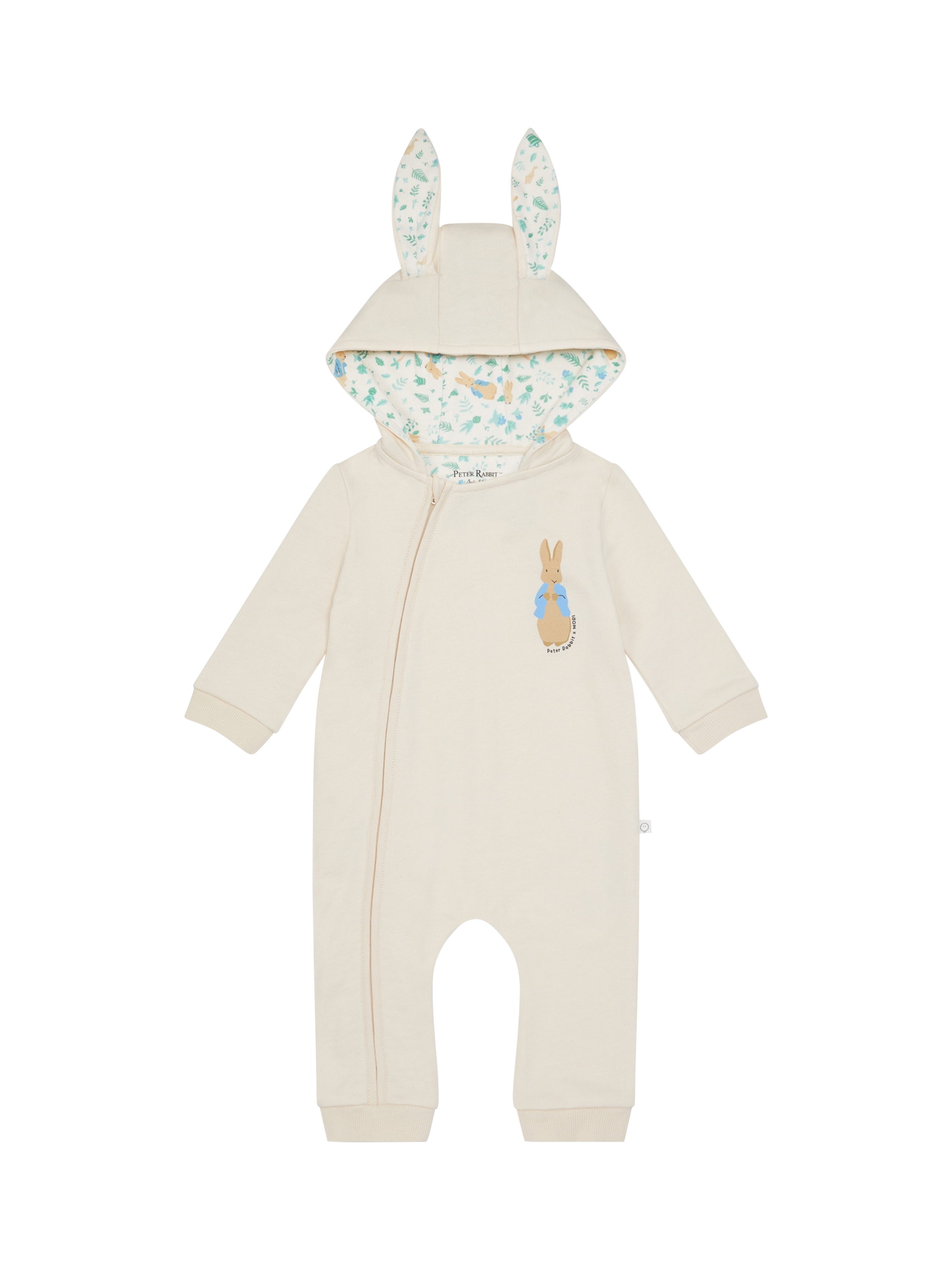 Product image 1 of 1, which shows MORI Baby Cotton Peter Rabbit Jumpsuit, Ecru, 0-3 months