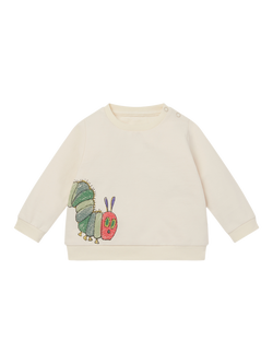 MORI Kids' Cotton Blend Long Sleeved Sweatshirt, Caterpillar & Ecru, Caterpillar & Ecru
