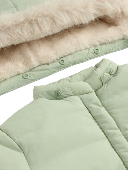 MORI Kids' Hooded Padded Coat, Sage - view 2, Sage