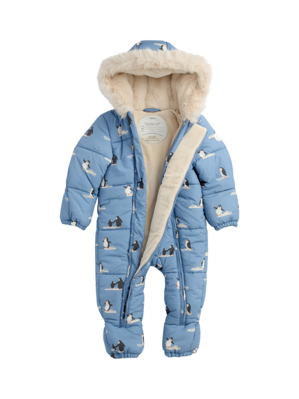 MORI Baby Penguin Snowsuit, Rainwash Blue, Rainwash Blue