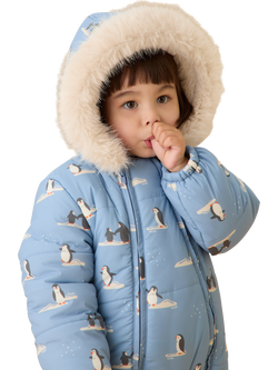 MORI Baby Penguin Snowsuit, Rainwash Blue - view 2, Rainwash Blue