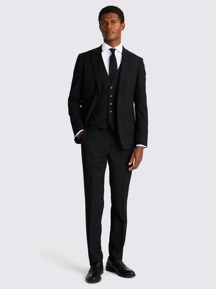 Moss Slim Fit Stretch Suit Jacket - view 2, Black