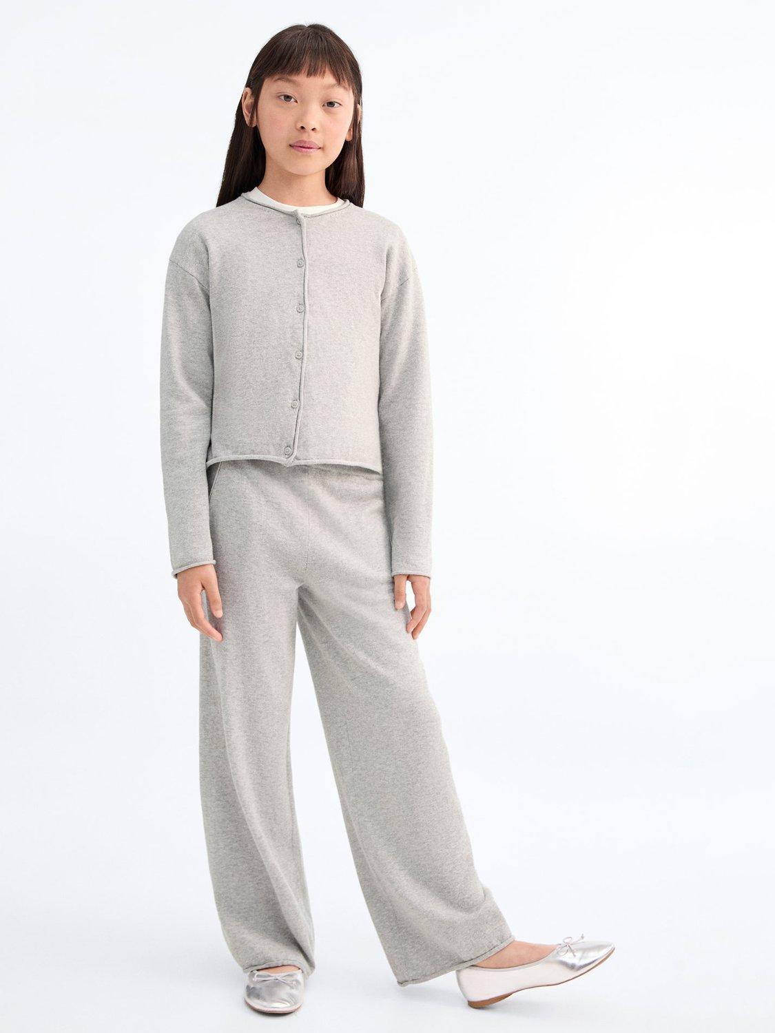 Product image 1 of 6, which shows Mango Kids' Emma Cardigan, Lt Pastel Grey, 5-6 years