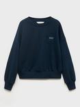 Mango Kids' Holiday Feeling Cotton Blend Sweatshirt, Navy