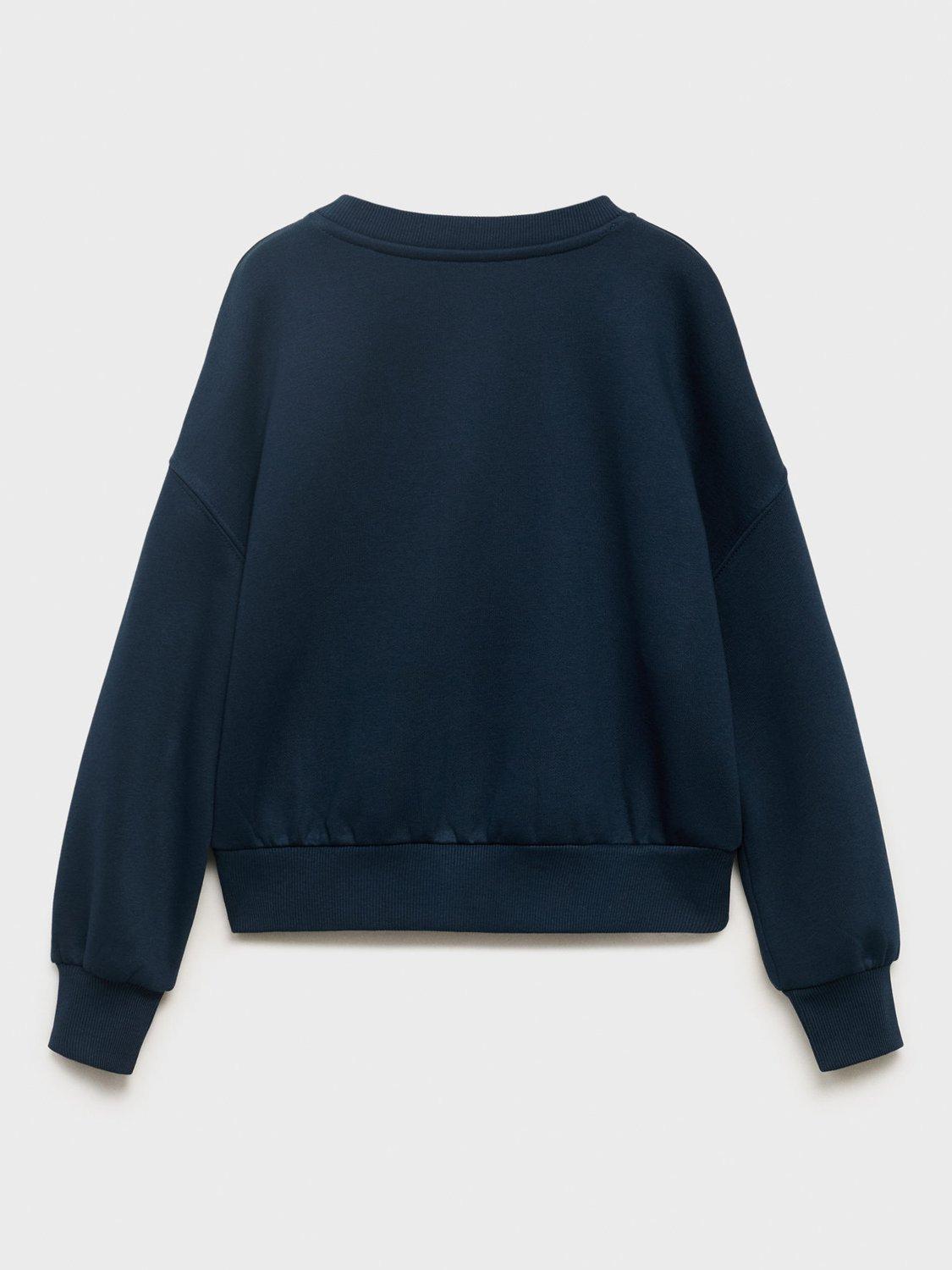 Product image 2 of 4, which shows Mango Kids' Holiday Feeling Cotton Blend Sweatshirt, Navy, 11-12 years