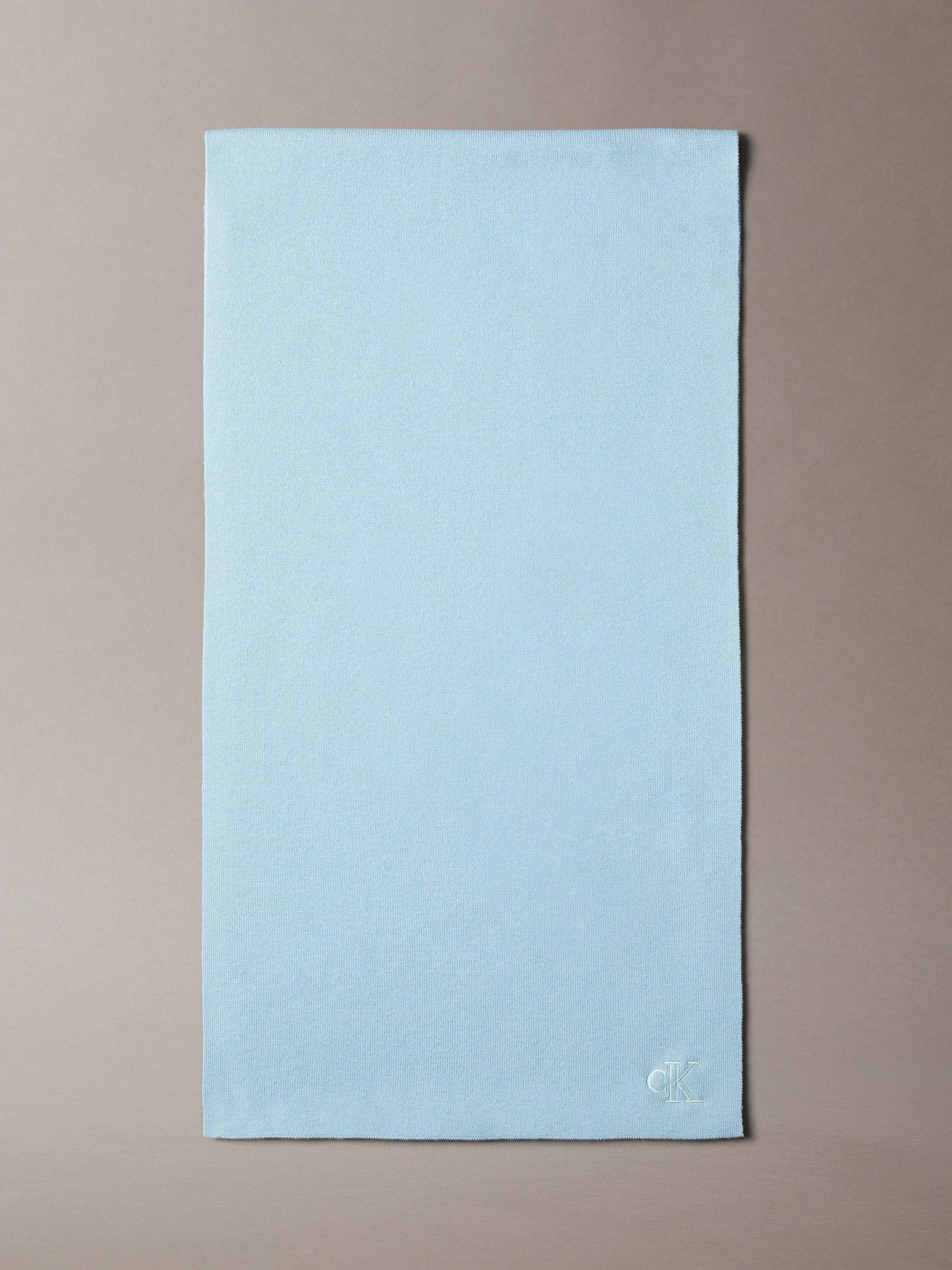 Calvin Klein Fine Rib Knit Logo Scarf, Palest Blue
