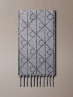 Calvin Klein Wool Blend Logo Scarf, Charcoal Aop, Charcoal Aop